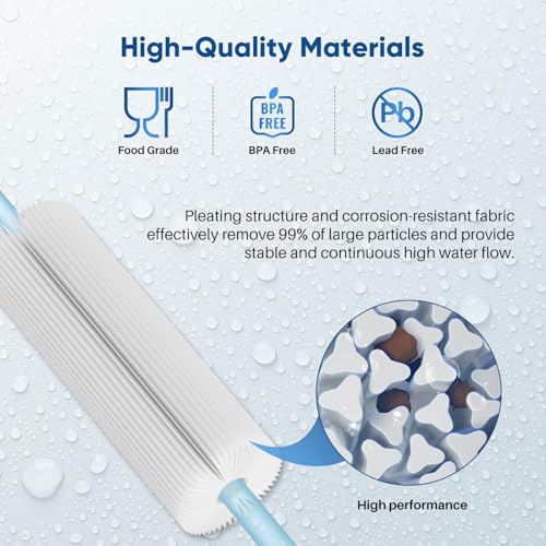 PUREPLUS 5 Micron 10"x4.5" Whole House Pleated Sediment Filter, 3 Pack - size: 3 Count (Pack of 1), style: 5 Micron