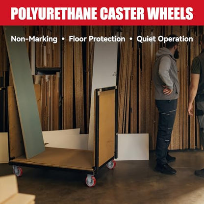 3" Industrial Heavy Duty Casters Set of 4, Polyurethane on Cast Iron Caster Wheels, 4 Total Lock Brake Casters, 1400 lbs Capacity, for Cart, Workbench, Toolbox, Equipment - style: 3" Wheel
