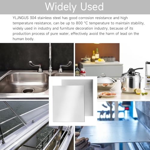 304 Stainless Steel Sheet - 12" X 12" X 1/8" Thin Stainless Steel Plate 1/8 Inch Thickness with Protective Film Metal Sheets Shim Stock Sheets for Kitchen DIY Crafting etc. (305 x 305 x 3 mm) - size: 12X12X1/8inch