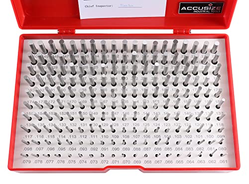 Accusize Industrial Tools 0.061'' to 0.250'' Minus Class Zz Pin Gauge Set, 2'' Overall Length, 190 Pcs/Set, M1(-) - size: 0.061"-0.250", w/o Aluminum Case