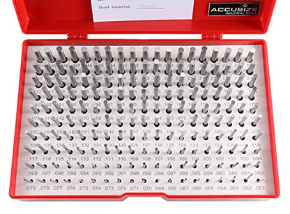 Accusize Industrial Tools 0.061'' to 0.250'' Minus Class Zz Pin Gauge Set, 2'' Overall Length, 190 Pcs/Set, M1(-) - size: 0.061"-0.250", w/o Aluminum Case