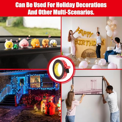 Double Sided Tape Heavy Duty, Waterproof Mounting Foam Tape, 16.5ft Length, 2.76in Width, High Temperature Resistant Adhesive Tape for Car, LED Strip Light, Office Decor, Uses VHB 5952 Raw Material - size: 2.76in x 16.5ft