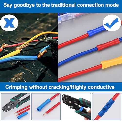 smseace 210PCS Wire Butt connectors with Crimping Tool - size: 211Pcs