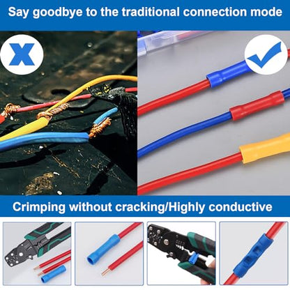 smseace 210PCS Wire Butt connectors with Crimping Tool - size: 211Pcs