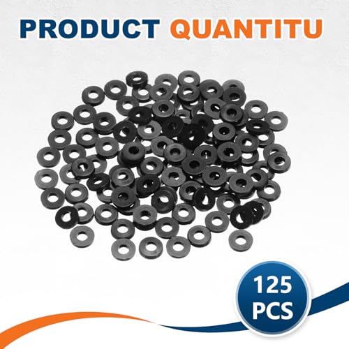 PATIKIL 125 Pcs Nylon Flat Washer M2 2mm ID 5mm OD 1mm THK Black - color: Black, size: 2mm x 5mm x 1mm