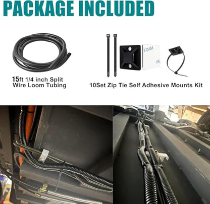 1/4 Inch Wire Loom Split Tubing - 15 ft Cord Protector Electric Wires Covers, Automotive Wire Flexible Conduit, Plastic Wire Cover with Cable Zip Tie (1/4"-15ft) - size: 1/4"-15ft