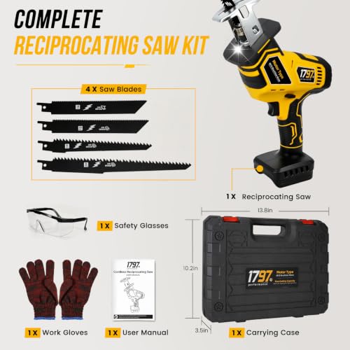 Brushless Cordless Reciprocating Saw for Dewalt 20V Battery (Tool only)