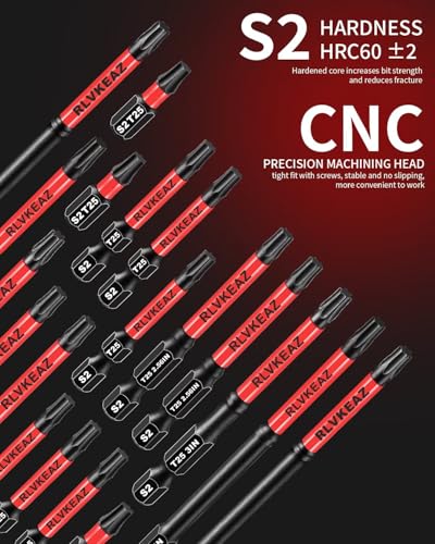 10-PCS T25 Torx Bits for Impact Driver 1 to 6-in Long T 25 Bit Set - style: 10-PCS T25 Torx Bits 1'' to 6'' Long, T-25 Torx Bit Set Premium Solid S2 Steel
