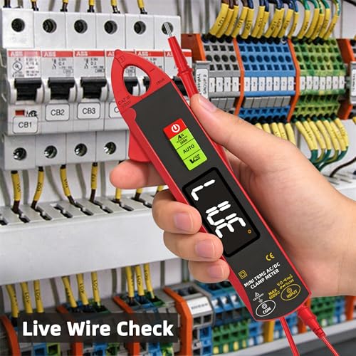 BSIDE 1mA Clamp Meter, DC/AC Current with Smart Mode, True RMS 6000 Counts Rechargeable Auto-Ranging Clamp Multimeter, Temperature Capacitance Diode Duty Cycle Hz Ohm Live Check V-Alert Voltage Tester