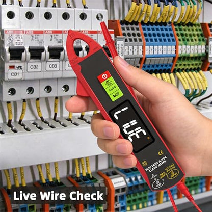 BSIDE 1mA Clamp Meter, DC/AC Current with Smart Mode, True RMS 6000 Counts Rechargeable Auto-Ranging Clamp Multimeter, Temperature Capacitance Diode Duty Cycle Hz Ohm Live Check V-Alert Voltage Tester