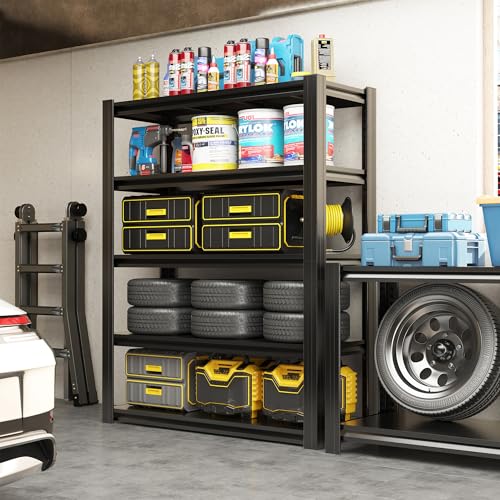 60" H Heavy Duty Garage Shelving 3000LBS Storage Shelves Adjustable 5 Tier Metal Shelving Unit, Industrial Utility Rack for Garage, Workshop, Basement, Home Office 60" H*27.5W*12D - size: 505(12.01''D*27.56''W*60''H)