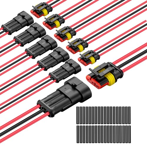 3 Pin Connector Waterproof, 16 AWG 3 Wire Connector, Automotive Electrical Connector with Heat Shrink Tubing, Automotive Truck, Marine Wire Connection, 6 Sets (16 AWG-3 Pin, 6) - style: 16 AWG-3 Pin