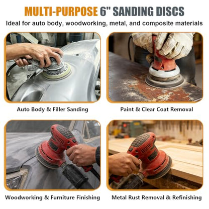 80Pcs 6 Inch Sanding Discs Assortment, Hook and Loop Orbital Sandpaper - style: MixGrit-80Pcs