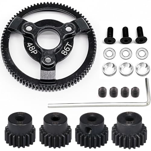 48P 86T Hardened Steel Spur Gear with 18T 19T 20T 21T Pinion, 3.175mm Bore - size: 86T-18T 19T 20T 21T
