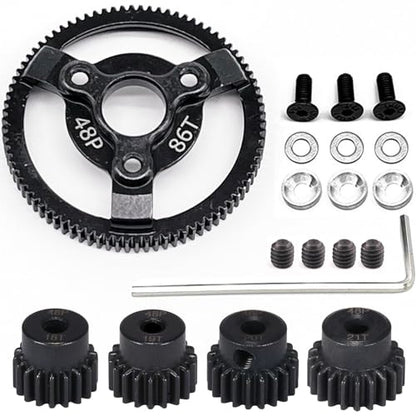 48P 86T Hardened Steel Spur Gear with 18T 19T 20T 21T Pinion, 3.175mm Bore - size: 86T-18T 19T 20T 21T