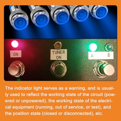 GASHER 5 PCS Energy Saving Indicator Light, LED Light 12V/24V/110V 20mA Panel Mount Light, Mounting Hole Size 6mm Blue LED (12V) - color: Blue, size: 6MM（12V）