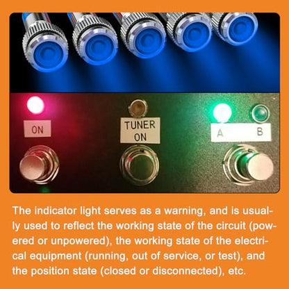 GASHER 5 PCS Energy Saving Indicator Light, LED Light 12V/24V/110V 20mA Panel Mount Light, Mounting Hole Size 6mm Blue LED (12V) - color: Blue, size: 6MM（12V）