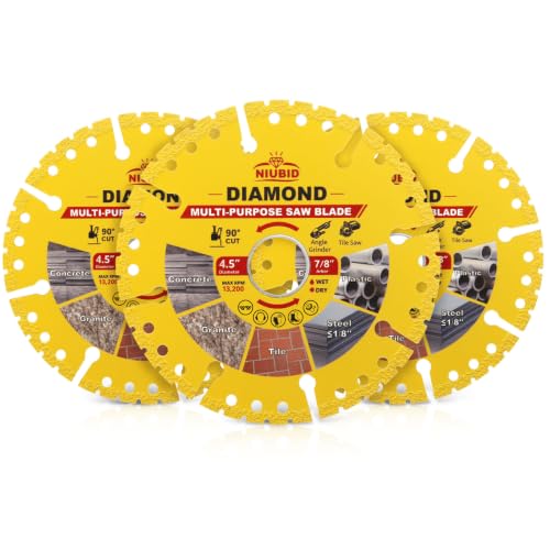 3-Pack NiuBid 4-1/2" Diamond Multi Purpose Saw Blade