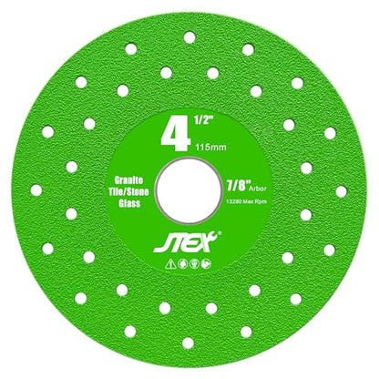 JTEX 4-1/2" Rock Slab Grinding Disc for Angle Grinder, 7/8" Arbor, Ultra-Thin Versatile for Rock, Tile, Marble, Granite, Porcelain, Masonry, Glass (3-Pack)