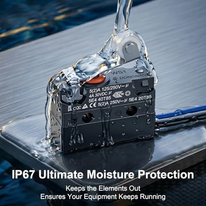 3 Pack IP67 Waterproof Micro Switch, UL Recognized Component - size: WS1-Roller Lever