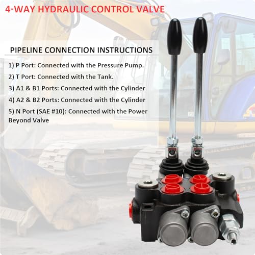 Hydraulic Directional Control Valve 2 Spool, 11GPM SAE Ports Tractor Loader Valve with Joystick Black - size: 11GPM 2 Spool 2 Joysticks