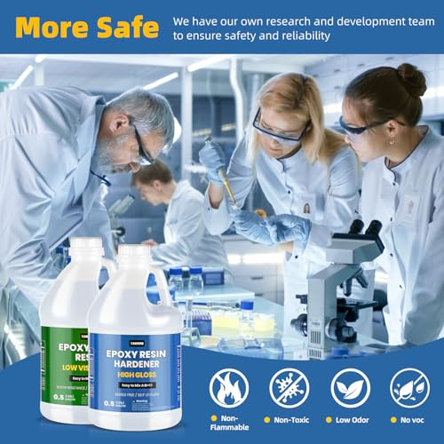 TAKIMO 1 Gallon Crystal Clear Epoxy Resin Kit, Bubble Free Self-Leveling Resin for Art, Crafts, Coating & DIY Projects, High Gloss 1:1 Epoxy Resin for Beginners & Pros - size: 1 Gallon Not Yellowing Epoxy Kit