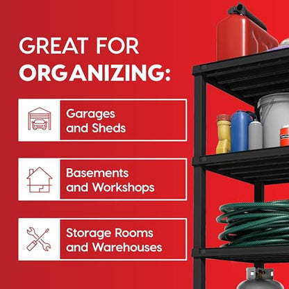 IRIS USA Plastic Storage Shelves |Made in USA| 57"H x 36"W x 24"D - Black - size: 4 Tier | 24"D x 36"W x 57"H