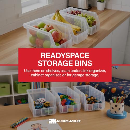 ReadySpace Medium Stackable Plastic Storage Bins, 8-Pack, Clear - color: Clear, size: Medium, 8-Pack