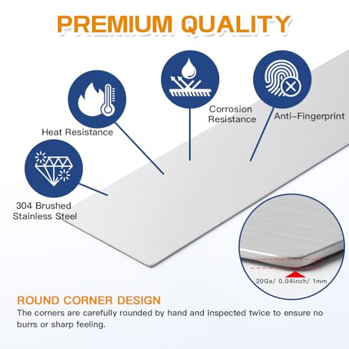2Pcs 304 Brushed Stainless Steel Sheet Gap Filler, Metal Trim Strip for Wall Oven/Microwave Combo/Range/Cooktop, Self-Adhesive Gap Cover, 30 Inches Long, 2 Inches Wide - size: 2‘’ Wide