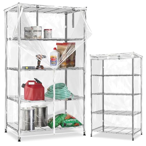 Waterproof Shelf Cover,Durable Dustproof Storage Wire Rack Covers,Outdoor Shelving Covers for Wire Shelves with Zipper 48''x18''x72'',Clear - color: Clear, size: 48"W x 18"D x 72"H