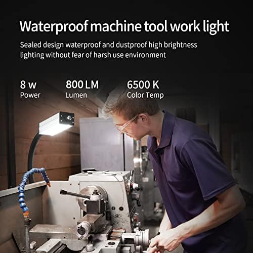 Flexible Work Light, Machine Light, Gooseneck Led Light IP66 Waterproof 800 Lumen 120 Volt 44Leds Screw Mounted Floodlights for Machine Tools Lathes and Workbenches - size: 800 lumens + Four-Hole Fixed Base + Two-Pin Plug