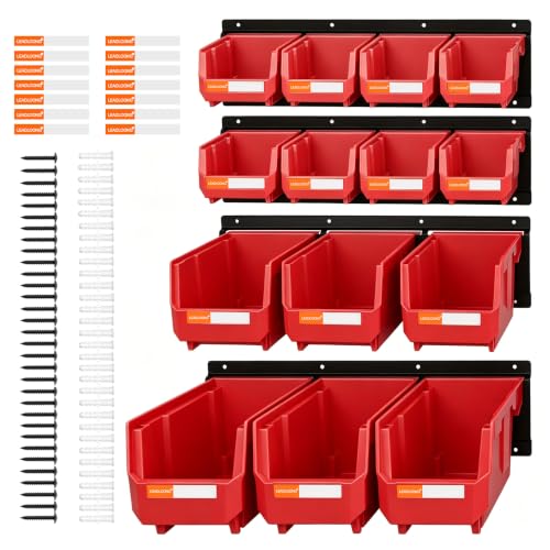 14pc Wall-Mounted Organizer V1 V2 V3 Master Combo Set Red - color: Red, size: V1-8Bins&V2-3Bins&V3-3Bins&4Rails