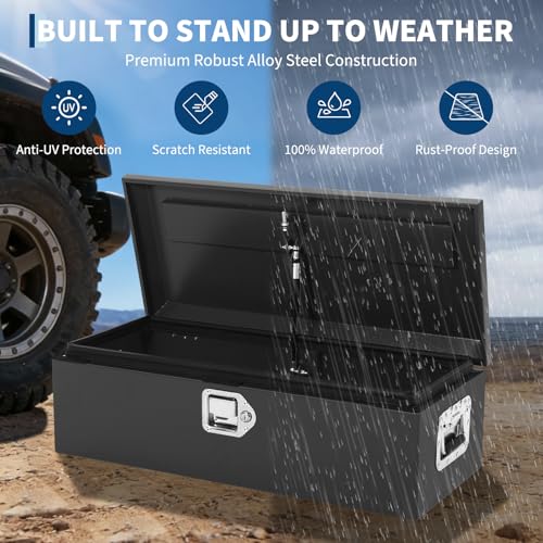 20" Truck Bed Steel Tool Box Lockable Storage - color: BLACK, size: 20x12x9.6 Inch
