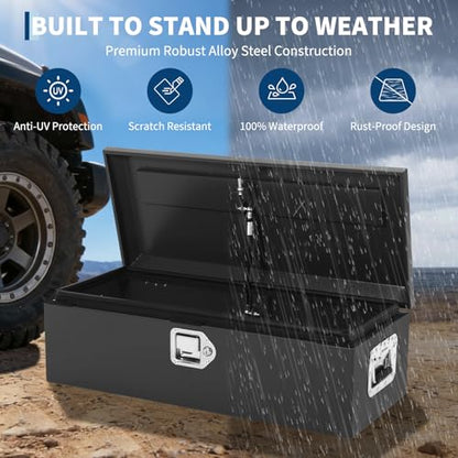 20" Truck Bed Steel Tool Box Lockable Storage - color: BLACK, size: 20x12x9.6 Inch