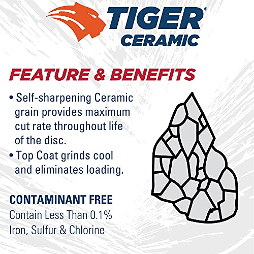 Weiler 69884 Tiger Ceramic Alumina Resin Fiber Sanding & Grinding Disc, 4-1/2" Diameter, 80 Grit, 5/8" - 11 Hub (Pack of 25)
