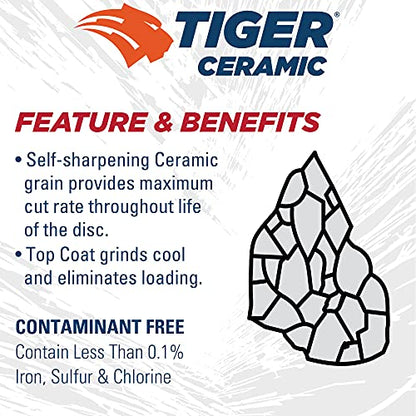 Weiler 69884 Tiger Ceramic Alumina Resin Fiber Sanding & Grinding Disc, 4-1/2" Diameter, 80 Grit, 5/8" - 11 Hub (Pack of 25)