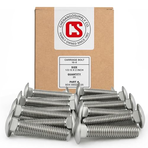 Chenango Supply 1/2-13 x 2 Stainless Carriage Bolts - size: 1/2-13 x 2"