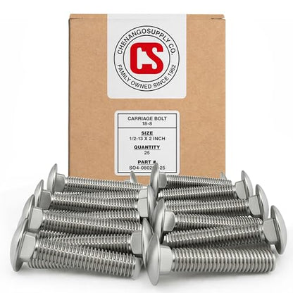 Chenango Supply 1/2-13 x 2 Stainless Carriage Bolts - size: 1/2-13 x 2"