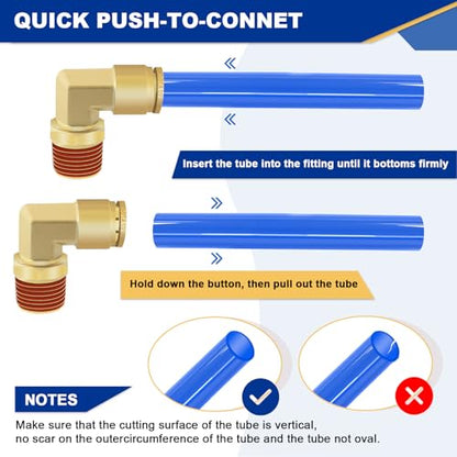 2 PCS DOT Quick Connect Air Fittings 1/2" Tube OD X 1/2" NPT Elbow - size: 1/2" Tube OD x 1/2" NPT - 2 PCS