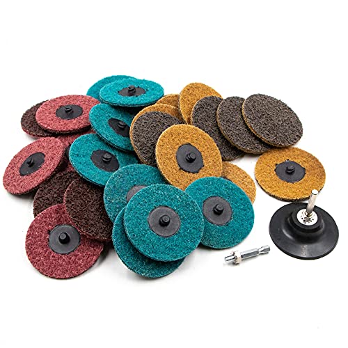 31Pcs 3" Surface Conditioning Disc, Quick Change Sanding Discs with 1/4" Shank Holder for Die Grinder Prep Strip Grind Polish Finish Burr Rust Paint Removal - style: 3" Surface Sanding Disc