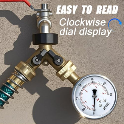 0-60 Psi Low Pressure Gauge, 2.5" Dial Size, 1/4" NPT Lower Mount, 304 Stainless Steel Case, Water Pressure Gauge Test for Water Pump, Pneumatic Air, RV Hose(with Tape) - size: 0-60 psi, style: Lower Mount