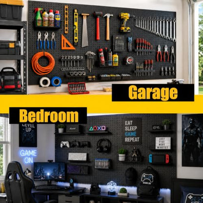 WallPeg Pegboard Kit - 4 Each 24"x16" Peg Board Panels - Made in USA - Mounted Size is 64" x 24" Pegboards Wall Organizer for Walls Home, Garage Tool Storage, Office Organization, Kitchen, Craft Room