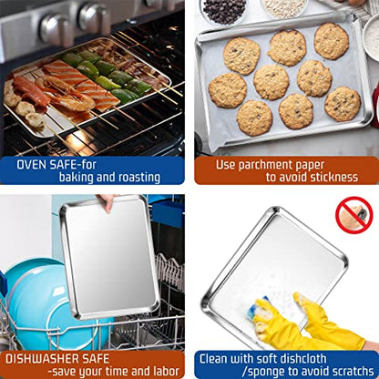 P&P CHEF Baking Sheet Pan, Stainless Steel Cookie Sheet, 12.5 Inch & 2 Pcs - size: 12.5 Inch