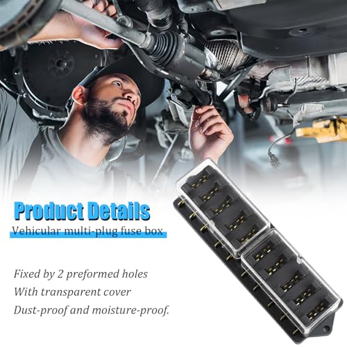 10-Way Covered Standard Blade Fuse Distribution Block - size: 10P