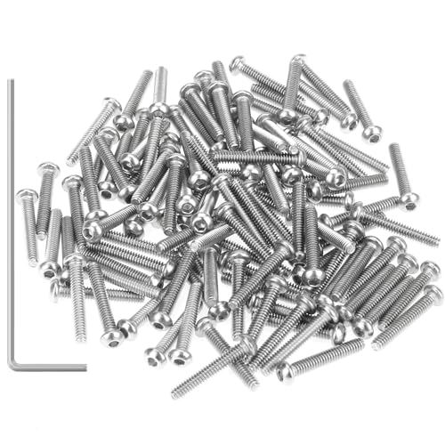 105 Pieces M2 x 12mm Button Head Socket Cap Screws, Thread Pitch 0.4mm, Sutemribor M2 Screws, 304 Stainless Steel, Fully Threaded, Silver - size: M2 x 12mm, style: Button Head