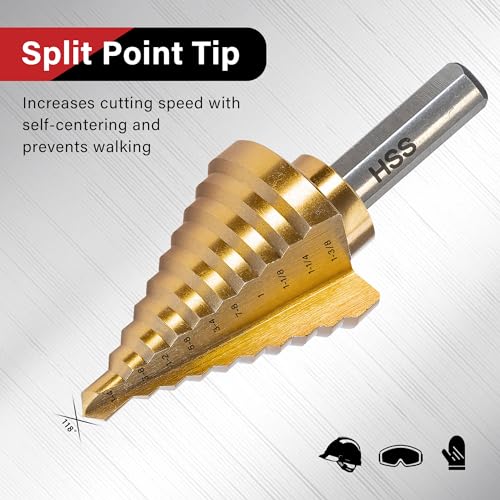 6Pcs(1/8"-1-3/8") HSS Step Drill Bit Set - size: 6pcs
