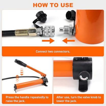 Nilight 20 Ton Hydraulic Cylinder Jack Porta Power Ram Kit with Hand Pump - size: 20T Jack + Hand pump