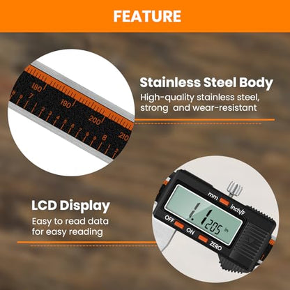 HARDELL Digital Caliper 12 Inch, Micrometer Calipers with Large LCD Screen - size: 12 Inch