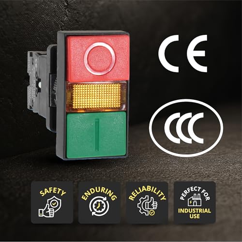 Double Head Push Button, Signal Lamp Start/Stop Switch (2 Pack) - size: 2 Pack