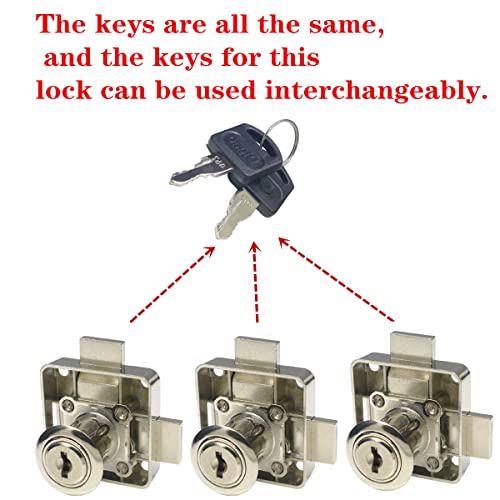Cabinet Double Door Lock Cabinet Drawer Lock Safety Lock [Keyed Alike] Double Latch Door Lock [Mounted on Left Side Door]. for (3/5"-/15mm -7/8"-/22mm) Door Panels (1 Pack)